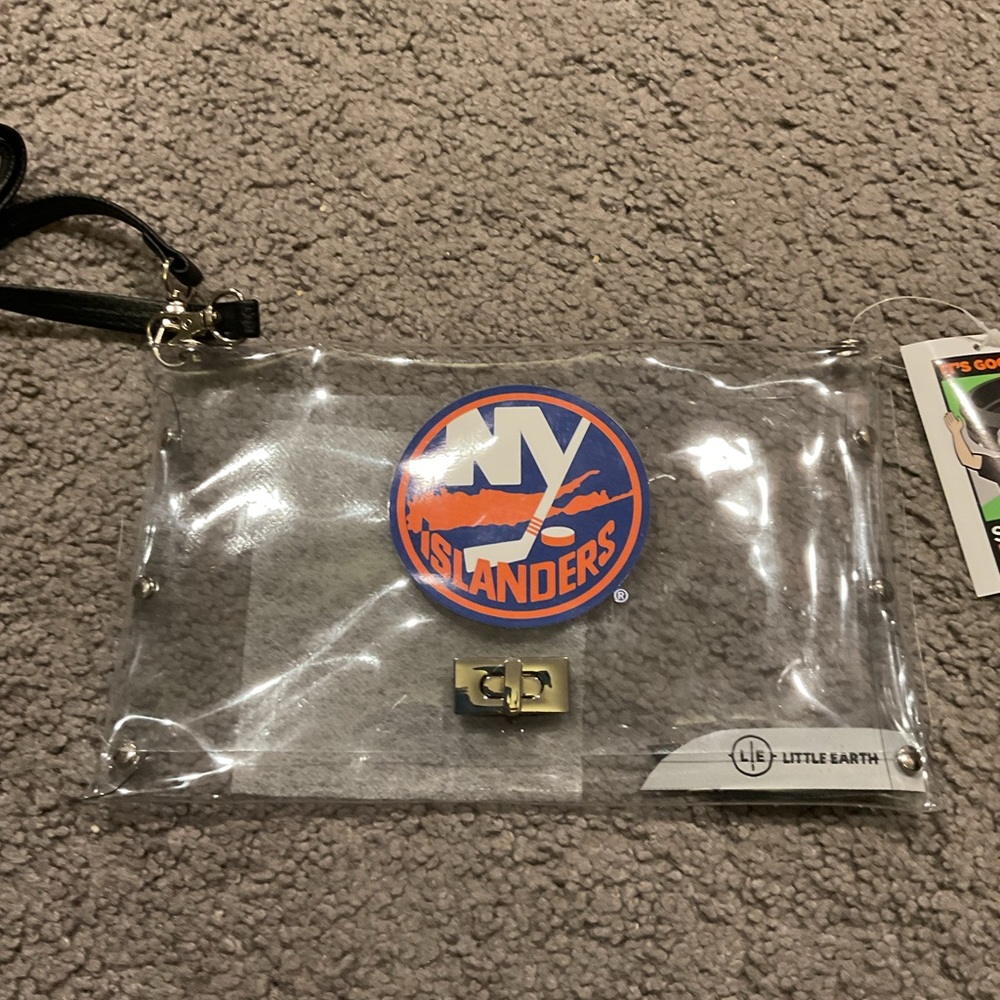 NWT New York Islanders Hockey Little Earth Clear Cell Phone Wristlet Purse Y2K